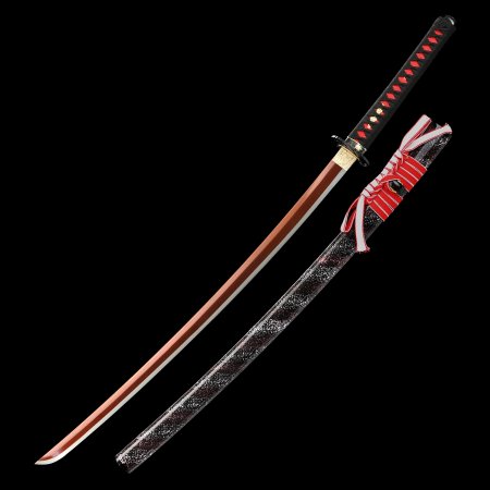 Handmade Full Tang Japanese Katana Sword 1095 Carbon Steel With Red Blade