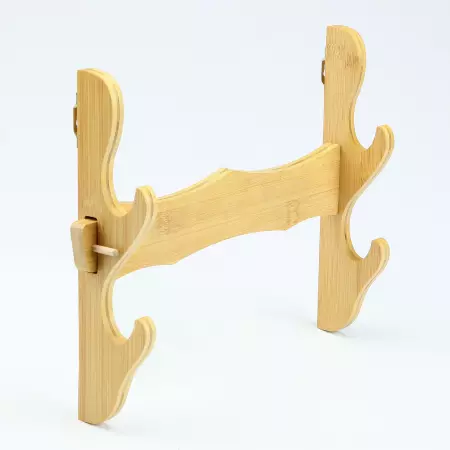 Handmade Natural Bamboo Wooden Double Tier Katana Sword Stand Holder Display Rack Stand Wall Mount