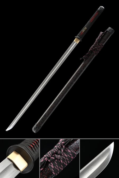 Handmade High Performance Folded Steel Full Tang Real Ninjato Ninja No Guard Sword With Metal Saya