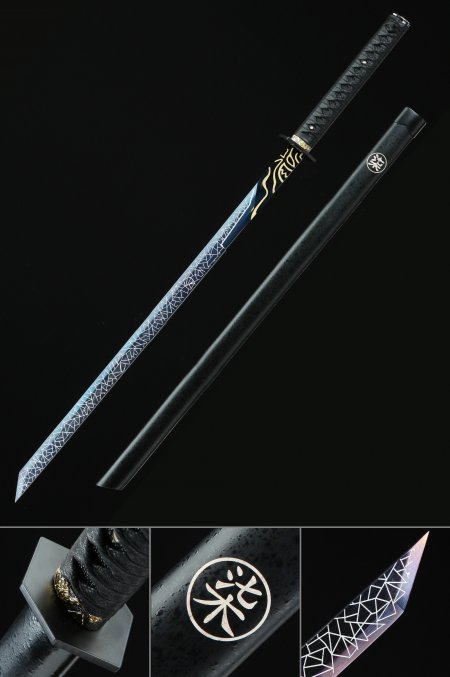 Handmade High Manganese Steel Blue Straight Blade Chokuto Japanese Ninjato Ninja Swords