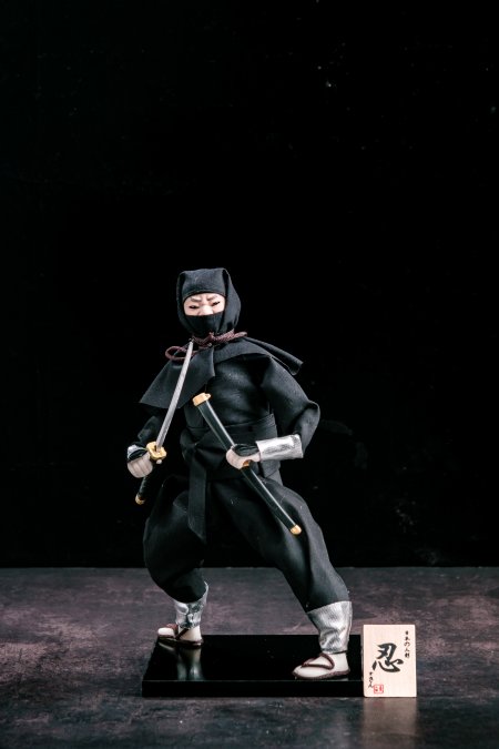 Japanese Ninja Warrior Figure Doll With Black Uniform