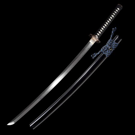 Handmade Japanese Katana Sword Damascus Steel With Black Saya