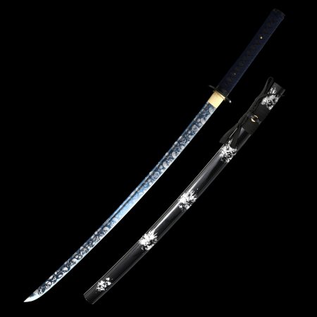 Handmade Full Tang Katana Sword 1065 Carbon Steel With Blue Blade