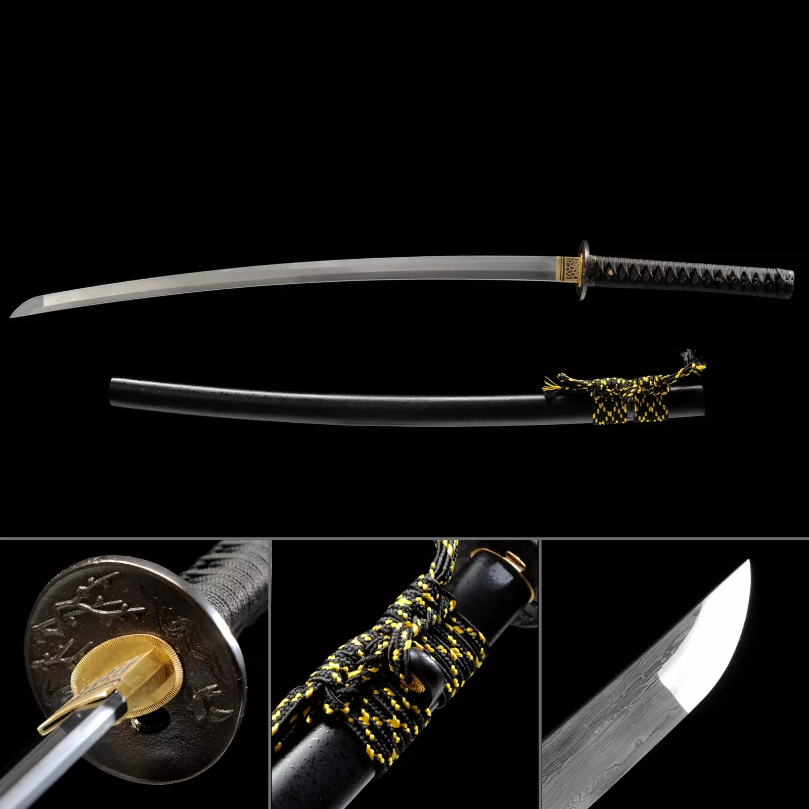 Damascus Steel Katana | Handmade Japanese Katana Sword Damascus Steel ...