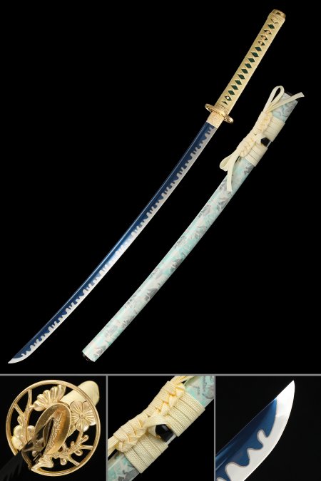 Handcrafted Japanese Katana Sword 1095 Carbon Steel With Blue Blade