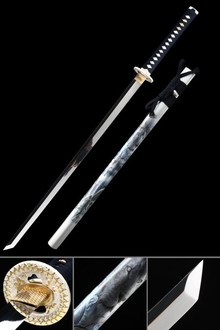 Hand-forged 1095 Carbon Steel Ninjato Sword With Silver Saya