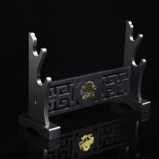 2 Tiers Katana Sword Stand Holder Display Two-layer Rack Base Black Lacquered Wood