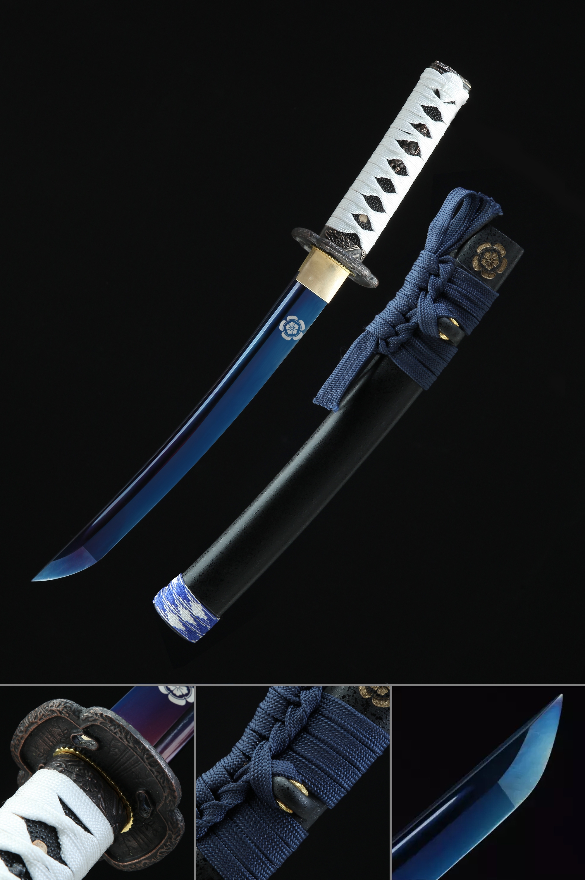 Handmade Blue Blade Tsushima Ghost Clan Sakai Tanto Sword Cosplay Replica