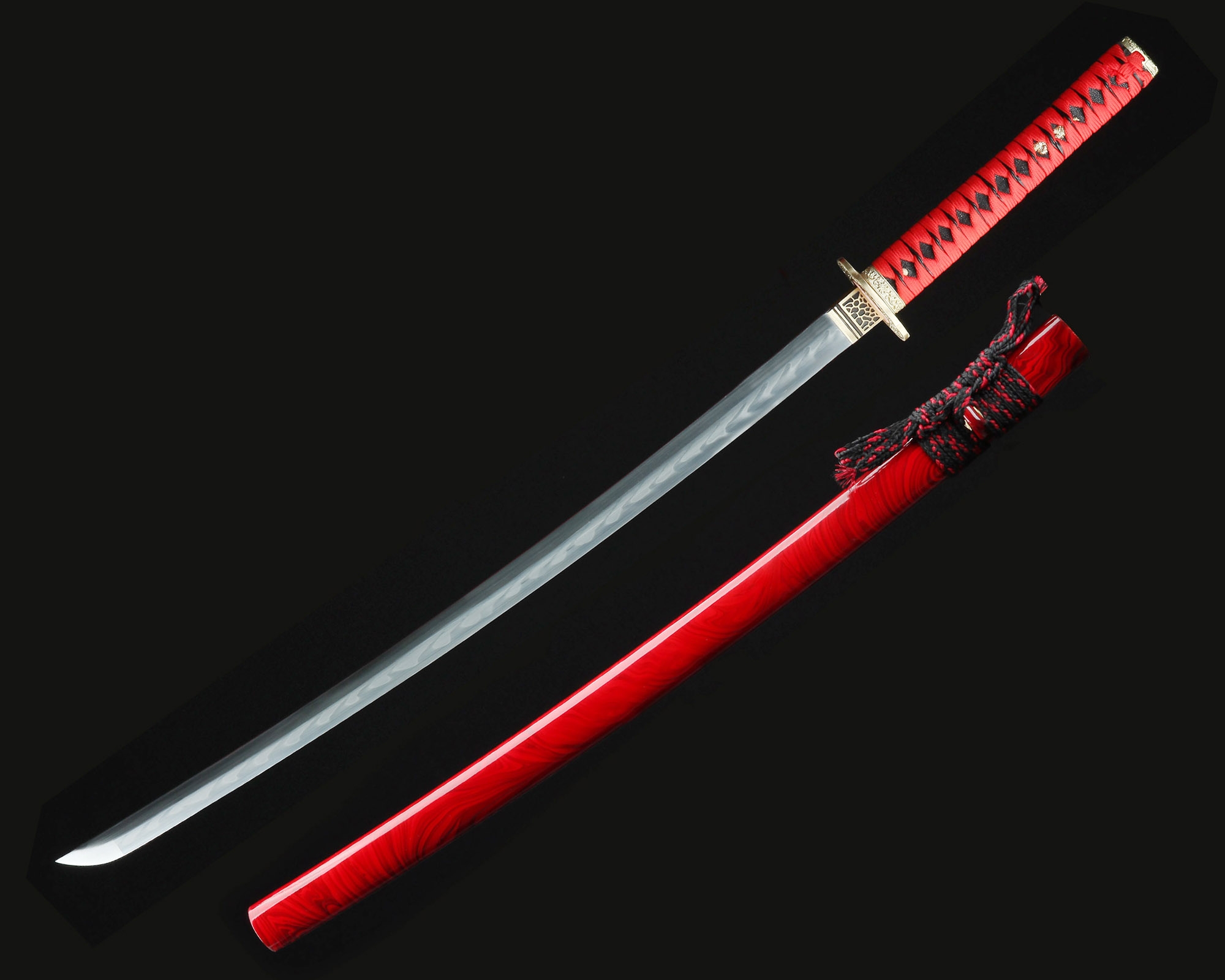 TAITAN Katana ベンチシャツ　サイズ32 （赤6） Red Katana | Chrysanthemum Tsuba T10 Carbon Steel Katana, Folded