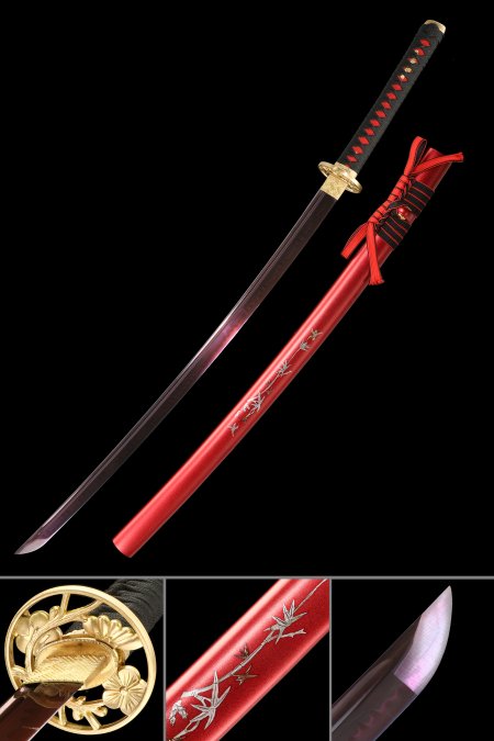 Handmade Japanese Katana Sword With Purple Blade