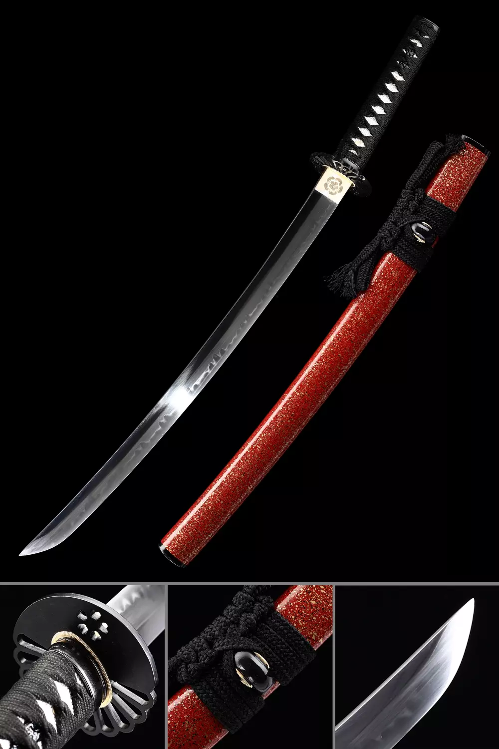 KATANA WAKIZASHI RED STAINLESS STEEL BLADE 440 (473.80)