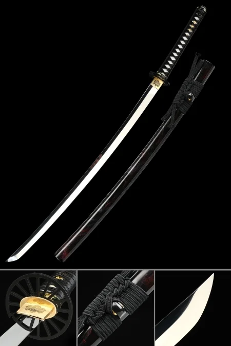 Handcrafted Full Tang Japanese Samurai Sword 1095 Carbon Steel With Black Scabbard