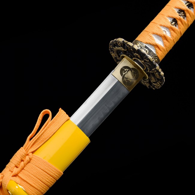 Yellow Katana | Handmade Japanese Katana Sword T10 Folded Clay