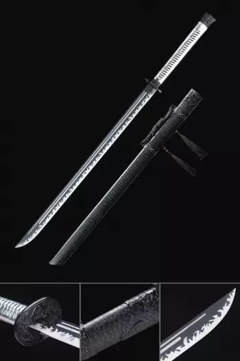 Black Ninja Sword | Black Manganese Steel Ninjato with Wave