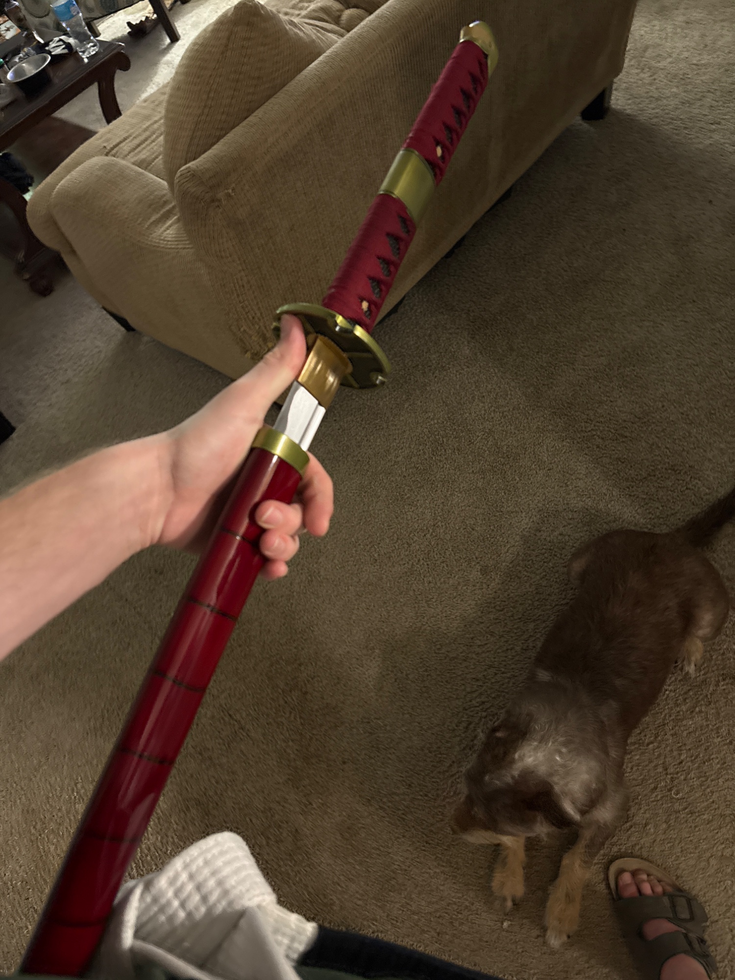 Roronoa Zoro Sandai Kitetsu - One Piece Cursed Sword Replica, 1045 Carbon Steel, Red Saya